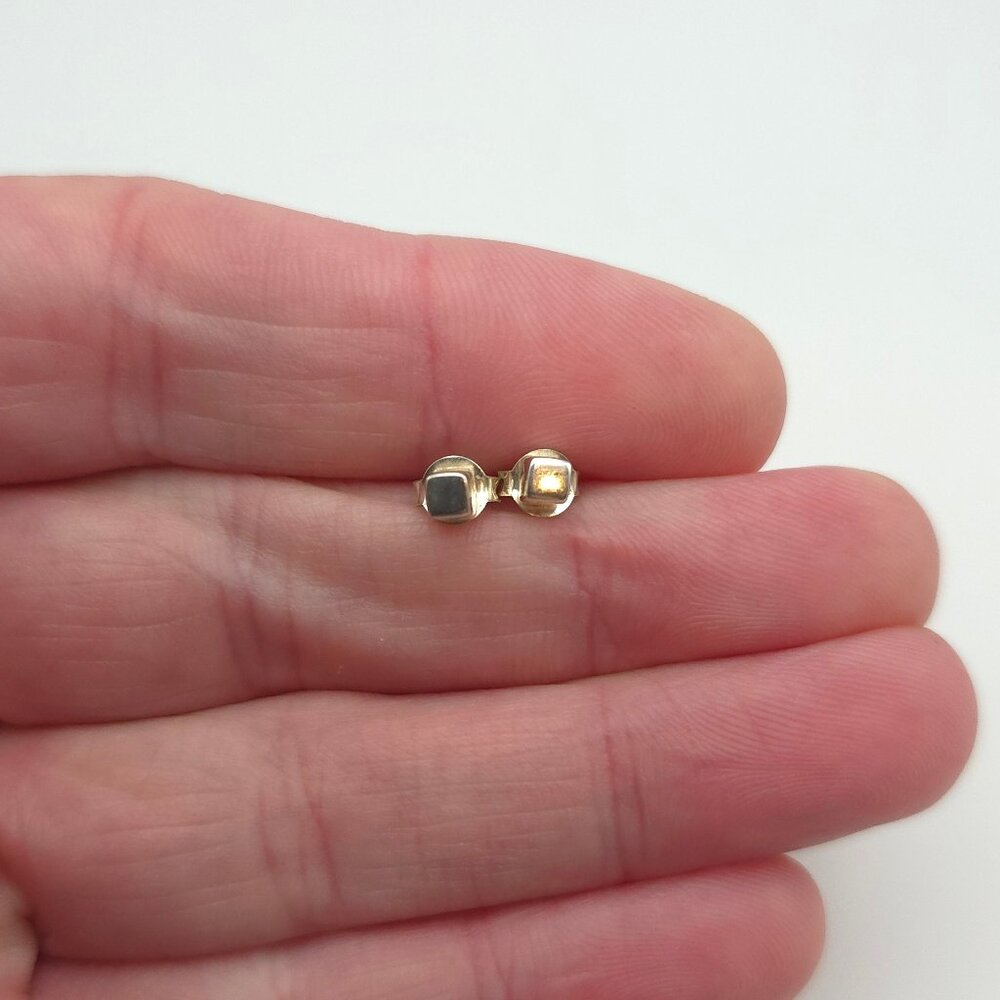 Sterling Silver Tiny Square Shape Stud Earrings A… - image 1
